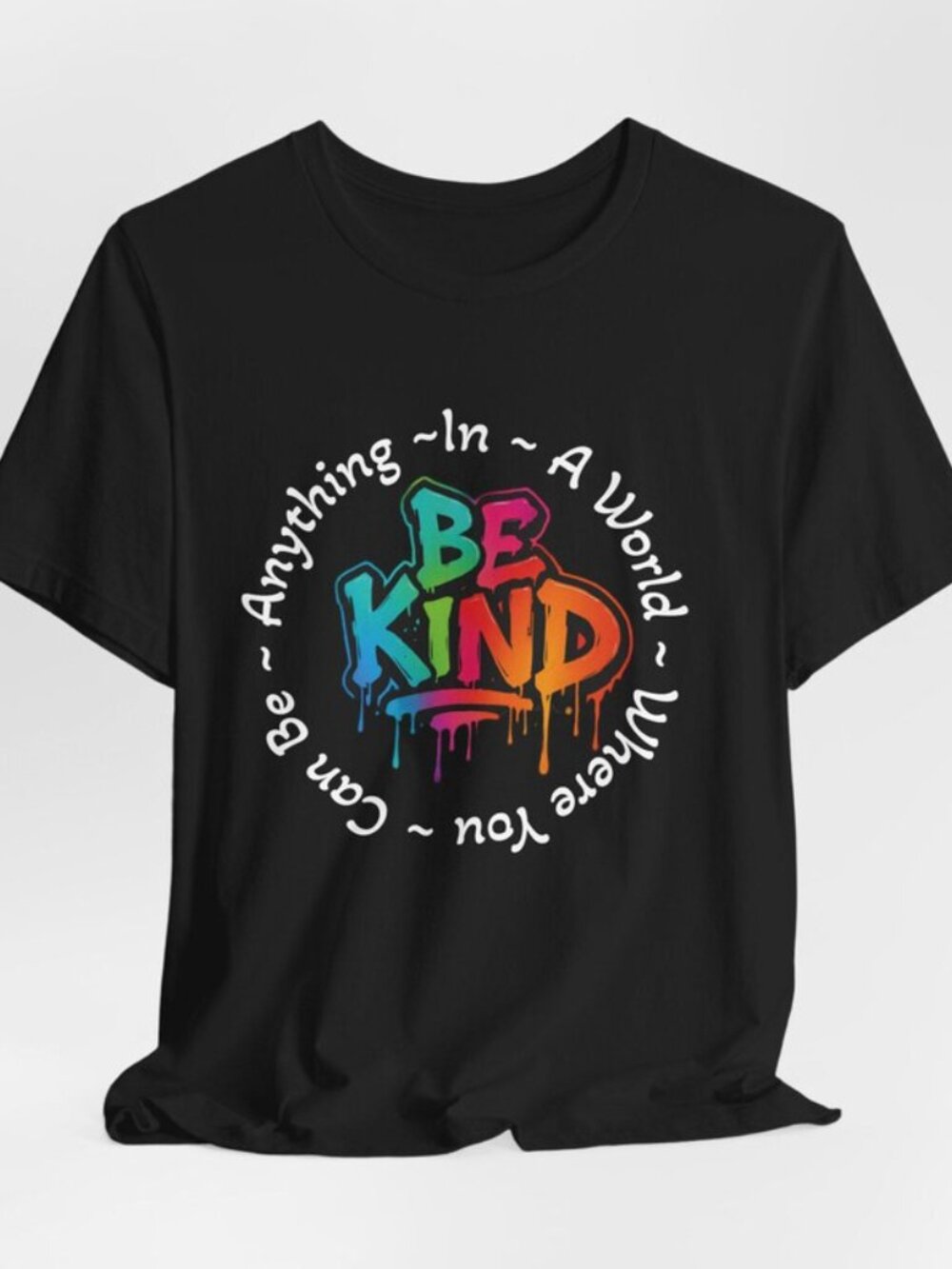 NWT Bella+Canvas Black Graphic Tee “Be Kind” Graffiti Design Unisex Size M